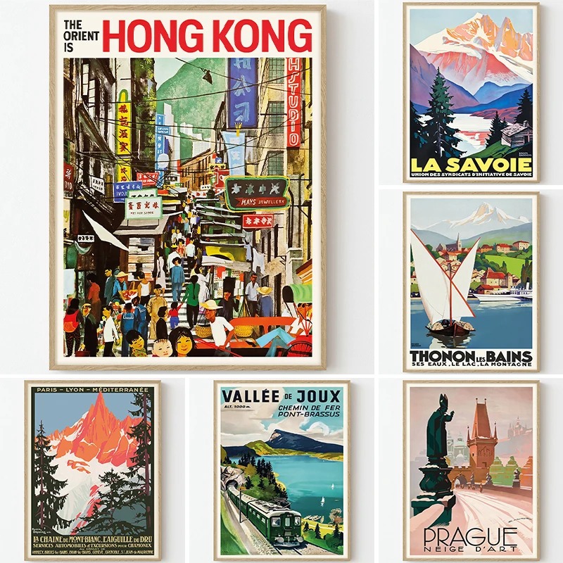 Interior Design Sketch - Poster Retro perjalanan lukisan seni Savoie