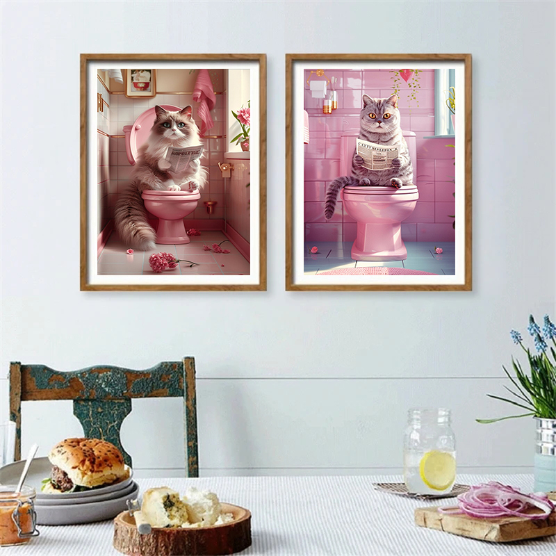 Poster hewan di Toilet dan mem - Interior Design Sketch ulasan dan harga