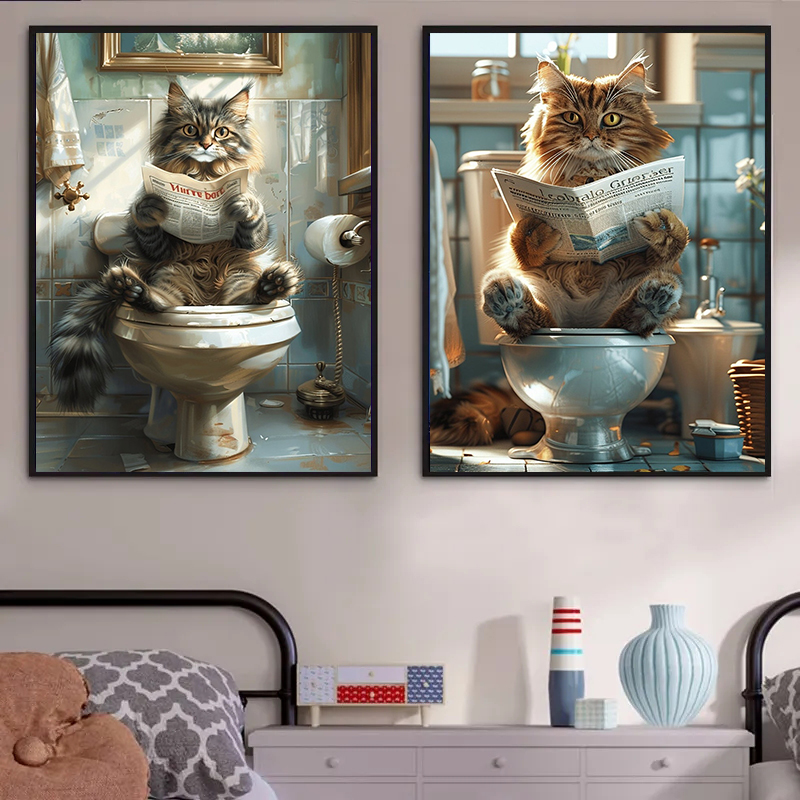 Poster hewan di Toilet dan mem - Interior Design Sketch ulasan dan harga