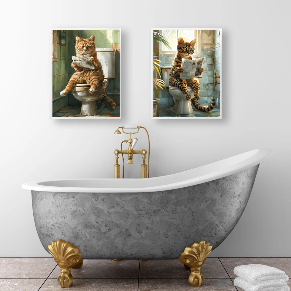 Poster hewan di Toilet dan mem - Interior Design Sketch ulasan dan harga