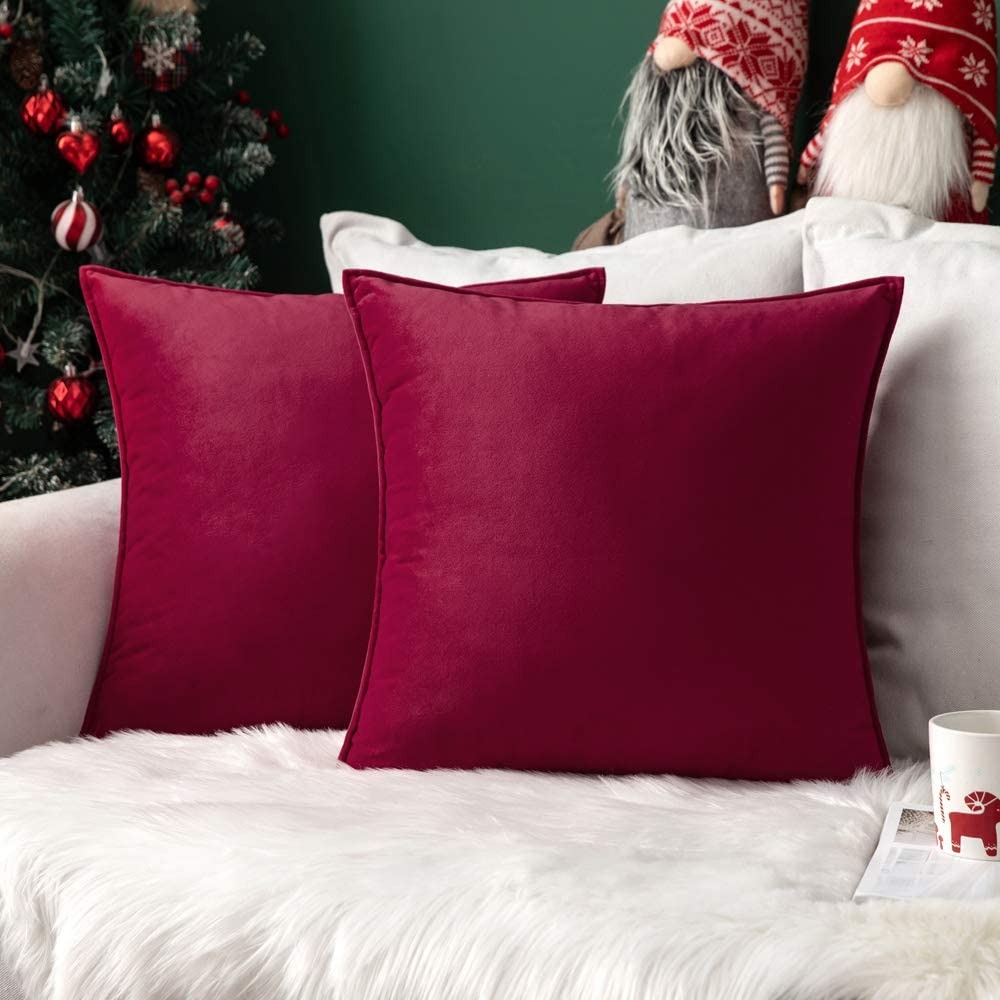 2 Buah Sarung Bantal Natal Mer - Velvet Cushion Cover ulasan dan harga
