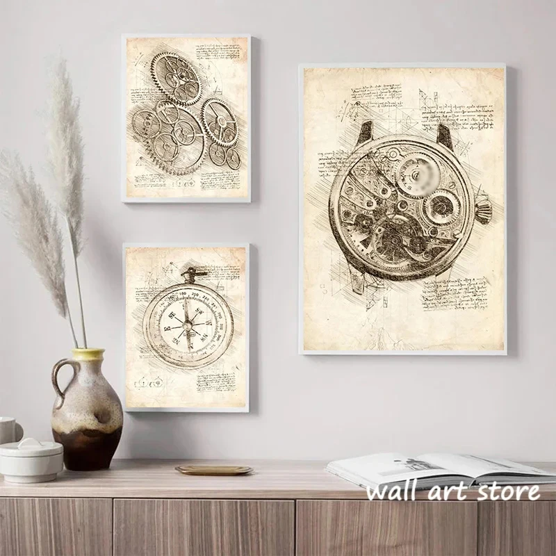 Jam tangan antik Poster sketsa - Interior Design Sketch ulasan dan harga