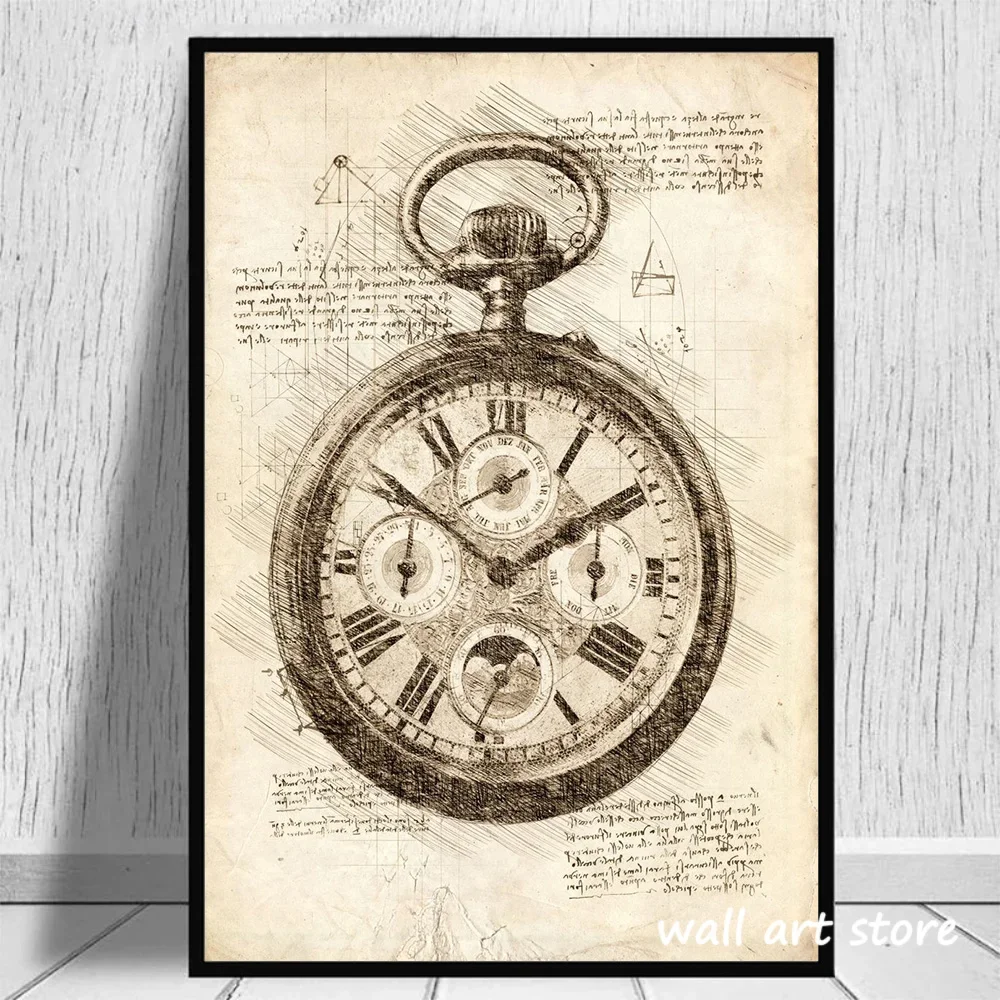Jam tangan antik Poster sketsa - Interior Design Sketch ulasan dan harga