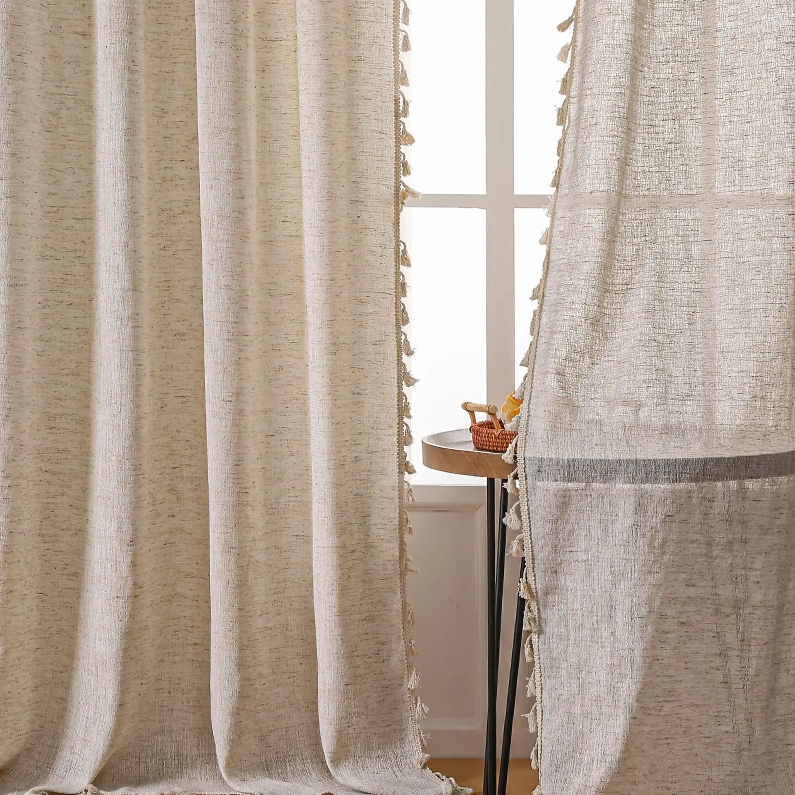 Boho Linen Semi tirai gelap 1  - Linen Curtain Eyelet ulasan dan harga