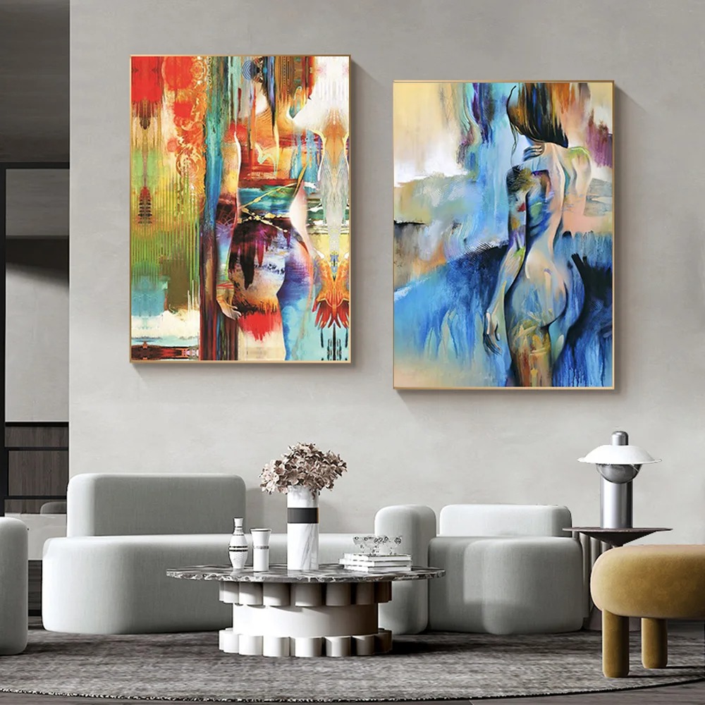 Lukisan minyak abstrak wanita  - Interior Design Sketch ulasan dan harga