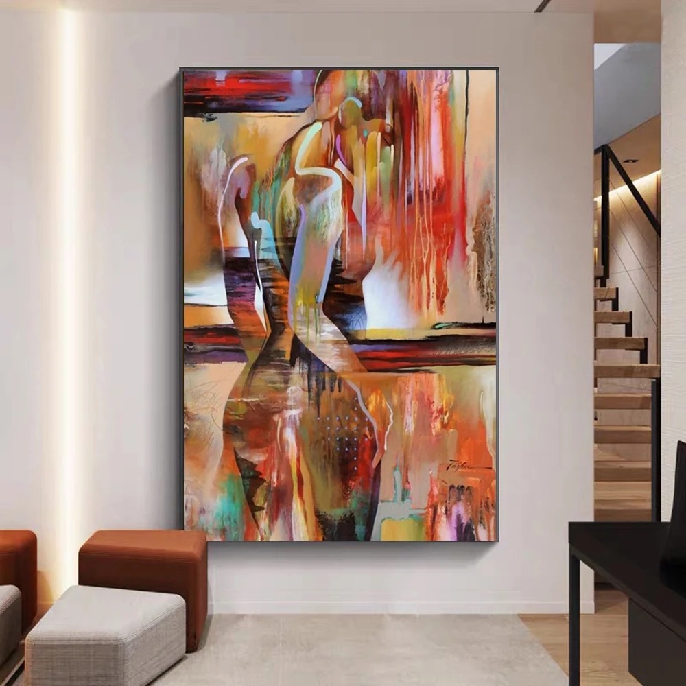 Lukisan minyak abstrak wanita  - Interior Design Sketch ulasan dan harga